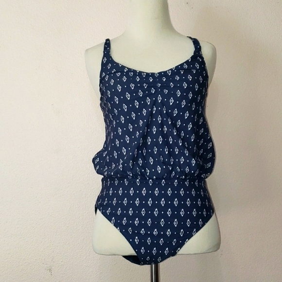 Liz Claiborne Blue & White Bathing Suit Size 8 - Picture 1 of 5